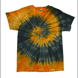 Tie Dyed Dark Gray and Orange T Shirt